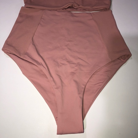 L space Jackie bikini bottoms pink high waisted/Ribbed Celeste Bikini Top - Picture 4 of 9